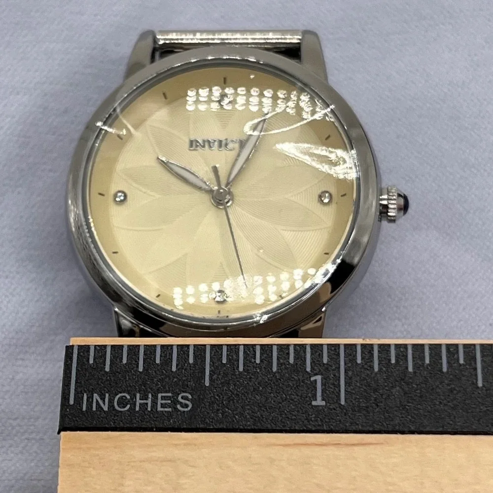 Invicta Watch Floral Sunburst Dial Crystal Accents 69308 Silver‎ Champagne